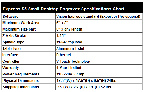 Express Engraver Specifications